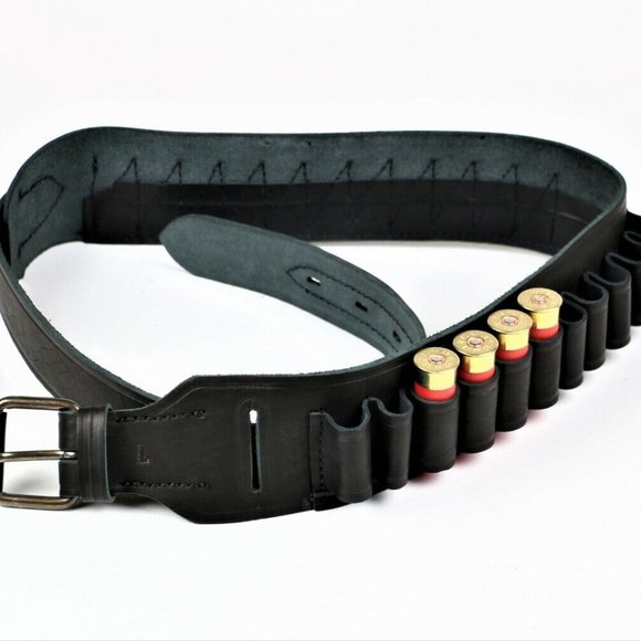 New Genuine Leather L  12 Gauge Shotgun Shell Cartridge Carrier Belt Bandolier - Picture 1 of 12